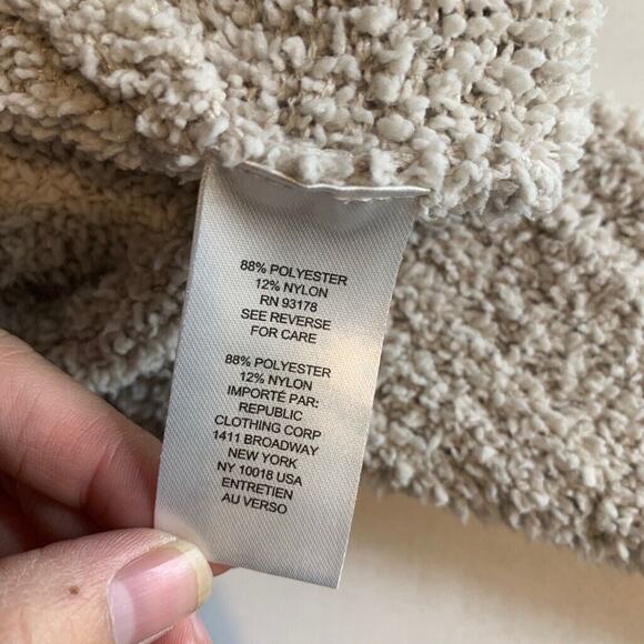 Tahari Sweater Womens XS Extra Small Putty Boucle High Low Mock Neck Pullover - Picture 10 of 13